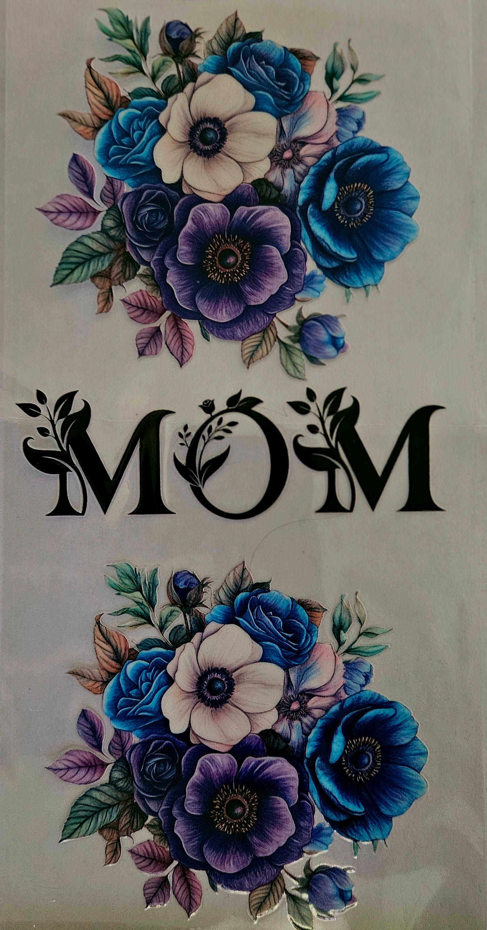 Cup Wraps- Mom Blue Flowers